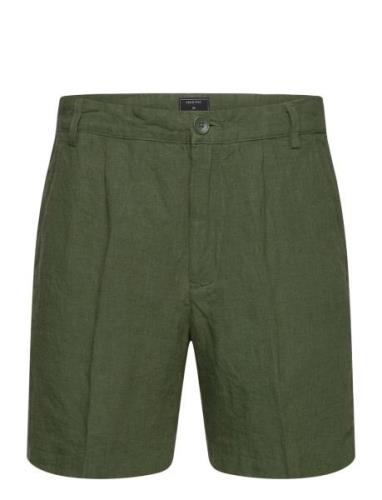 Percival Pleated Linen Shorts Grön