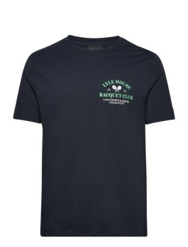 Racquet Club Graphic T-Shirt Tops T-shirts Short-sleeved Navy Lyle & S...