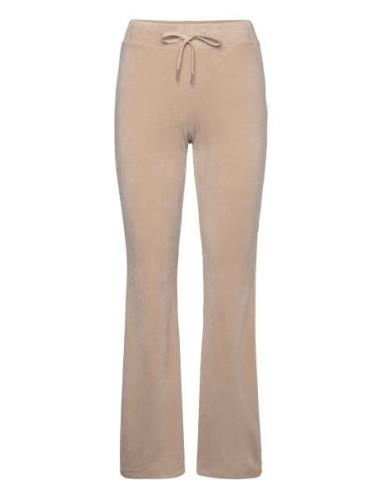 Velour Trousers Bottoms Trousers Joggers Beige Gina Tricot