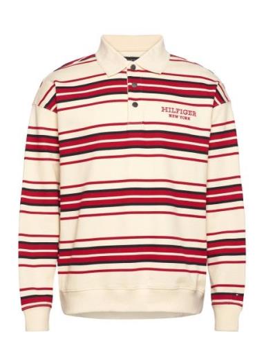 Monotype Stripe Rugby Tops Polos Long-sleeved Cream Tommy Hilfiger