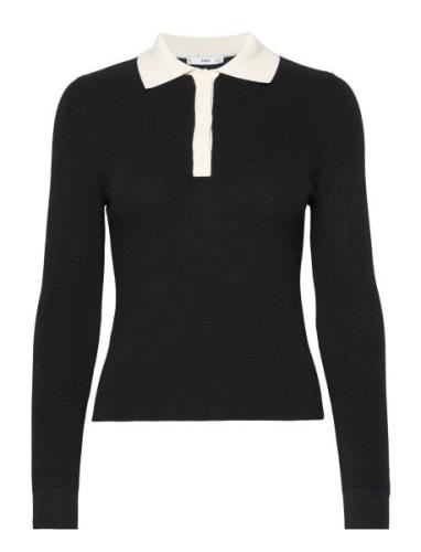 Knitted Polo Neck Sweater Tops T-shirts & Tops Polos Black Mango