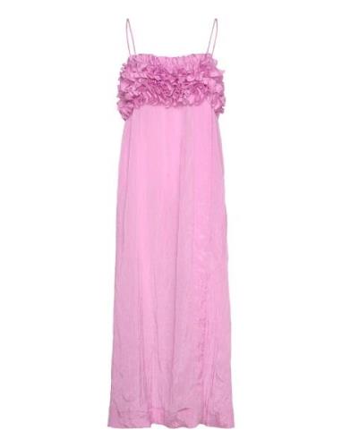 Shiny Tech Designers Maxi Dress Pink Ganni