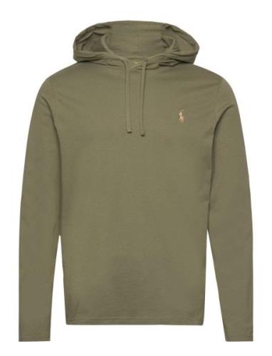 Jersey Hooded T-Shirt Tops Sweat-shirts & Hoodies Hoodies Khaki Green ...