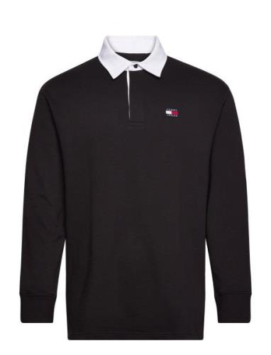 Tjm Badge Rugby Tops Polos Long-sleeved Black Tommy Jeans