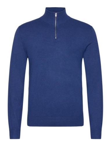 Ecovero Half Zip L/S Knit Tops Knitwear Half Zip Jumpers Blue Lindberg...