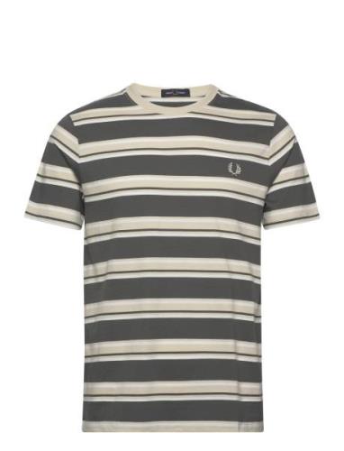 Stripe T-Shirt Tops T-shirts Short-sleeved Khaki Green Fred Perry