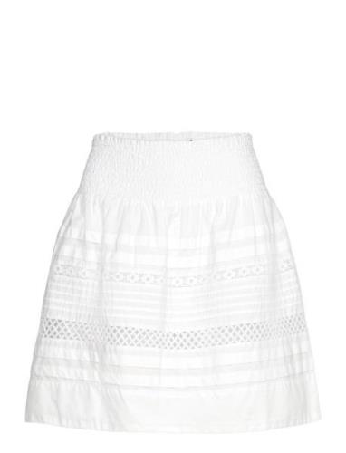Lace-Trim Cotton Broadcloth Miniskirt Kort Kjol White Lauren Ralph Lau...