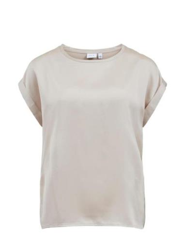 Vila Viellette S/S Satin Top - Noos Kräm