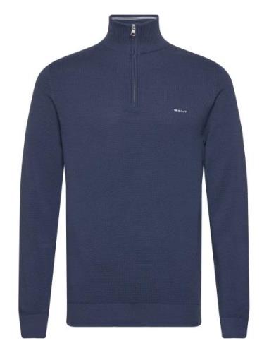 Cotton Pique Halfzip Tops Knitwear Half Zip Jumpers Navy GANT