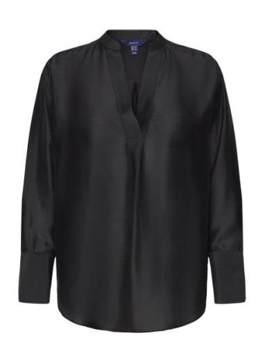 GANT Relaxed Stand Collar Blouse Svart