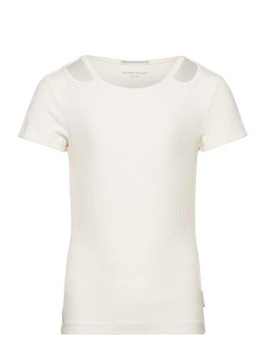 Cut Out Rib T-Shirt Tops T-shirts Short-sleeved White Tom Tailor