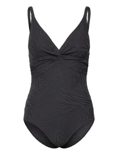 Lucca Swimsuit Jacquard Baddräkt Badkläder Black Missya