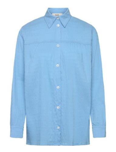 Crinckle Pop Vinny Shirt Tops Shirts Long-sleeved Blue Mads Nørgaard