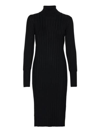 Srfelina Rollneck Dress Knit Knälång Klänning Black Soft Rebels