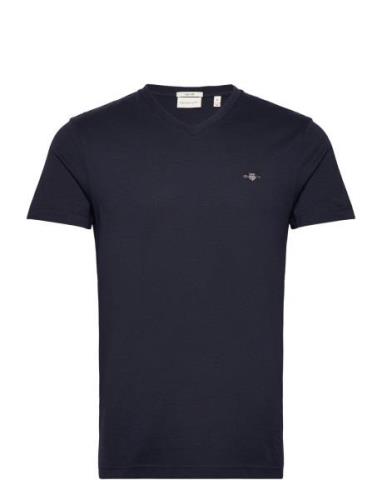 Slim Shield Vneck Tshirt Tops T-shirts Short-sleeved Navy GANT
