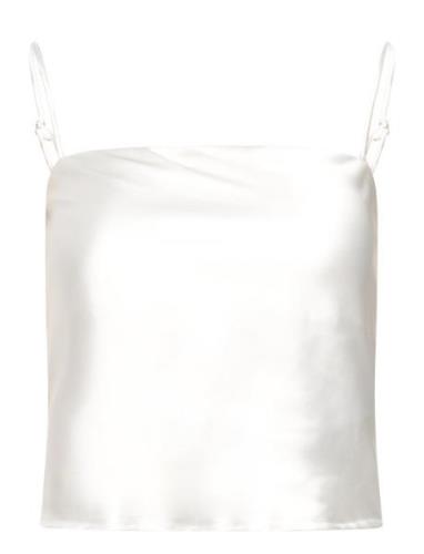 Satin Singlet Tops T-shirts & Tops Sleeveless White Gina Tricot