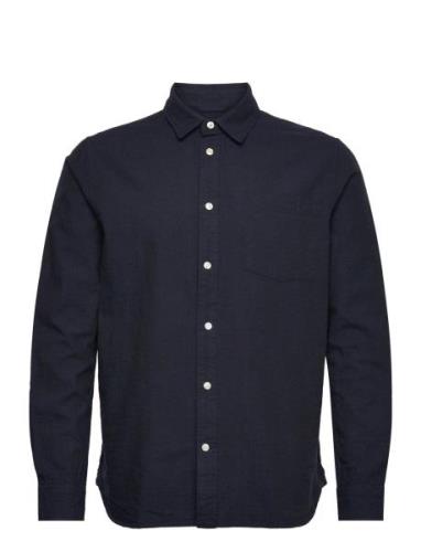 Regular Linen Look Shirt Gots/Vegan Tops Shirts Casual Navy Knowledge ...