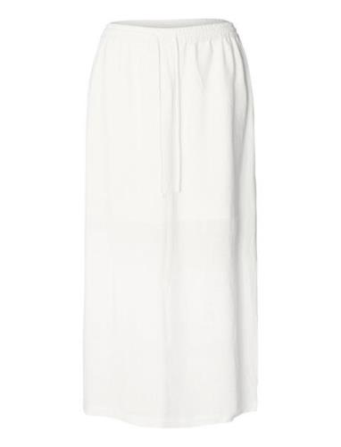 Slfviva Hw Ankle Skirt Noos Knälång Kjol White Selected Femme