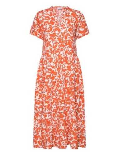 Edasz Ss Maxi Dress Knälång Klänning Orange Saint Tropez