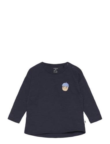 Top Solid W Detail Tops T-shirts Long-sleeved T-shirts Navy Lindex