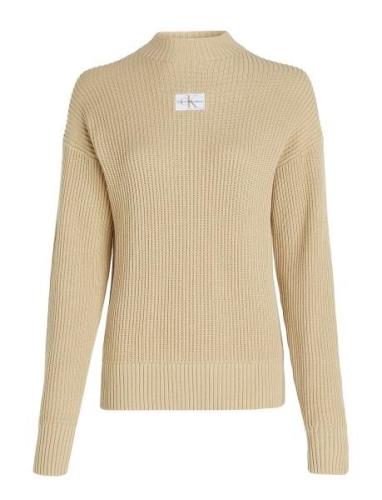 Calvin Klein Jeans Woven Label Loose Sweater Beige