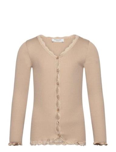 Rkbeatha Ls Cardigan W/ Lace Tops Knitwear Cardigans Beige Rosemunde K...