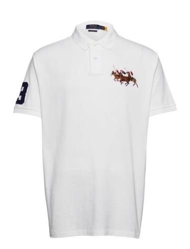 Custom Slim Fit Triple-Pony Polo Shirt Tops Polos Short-sleeved White ...