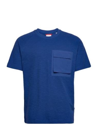 Over D Short Sleeve Cotton Slub Tops T-shirts Short-sleeved Blue Knowl...