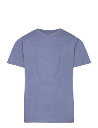 Regular Big Owl T-Shirt - Gots/Vega Tops T-shirts Short-sleeved Blue K...