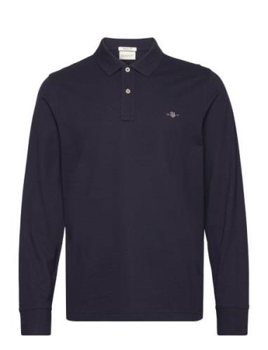 Reg Shield Ls Pique Polo Tops Polos Long-sleeved Navy GANT