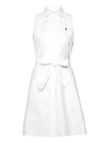 Oxford Sleeveless Shirtdress Knälång Klänning White Polo Ralph Lauren