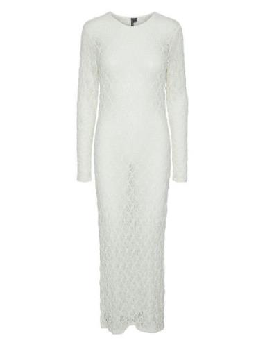 Pcnaya Ls O-Neck Lace Maxi Dress D2D Jit Knälång Klänning White Pieces