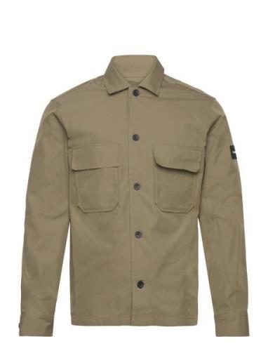 Calvin Klein Cotton Nylon Overshirt Khaki Green