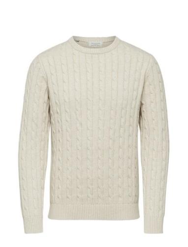 Slhryan Structure Crew Neck W Tops Knitwear Round Necks Beige Selected...