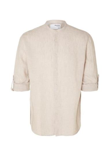 Slhregkylian-Linen Shirt Ls Band B Tops Shirts Casual Beige Selected H...