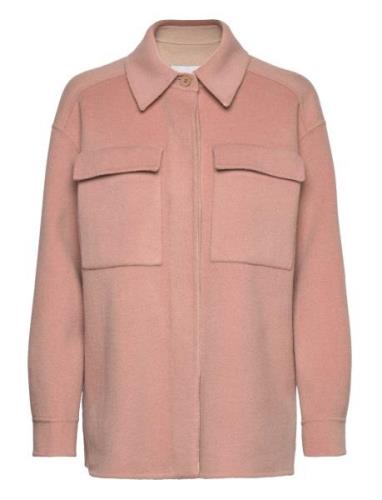 Double Faced Wool Shacket Tops Overshirts Pink Calvin Klein