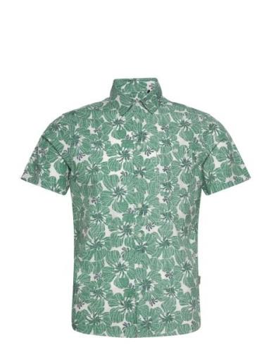 Shirt Tops Shirts Short-sleeved Green Blend