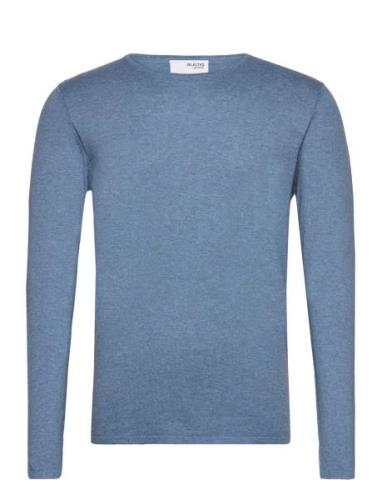 Slhrome Ls Knit Crew Neck Noos Tops Knitwear Round Necks Blue Selected...