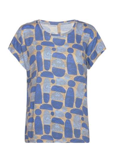 Sc-Felicity Aop Tops T-shirts & Tops Short-sleeved Blue Soyaconcept
