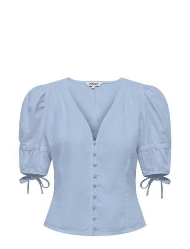 Onlcaro S/S But Linen Bl Top Cc Pnt Tops Blouses Short-sleeved Blue ON...