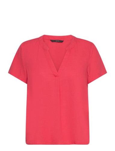 Vero Moda Vmmymilo Ss V-Neck Top Wvn Ga Korall