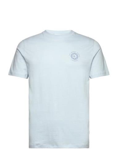 Photo Print Tee S/S Tops T-shirts Short-sleeved Blue Lindbergh