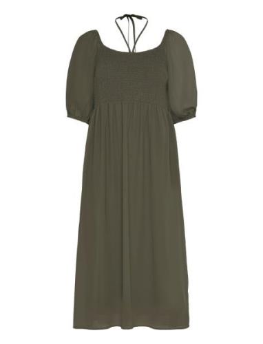 Kale Dress Knälång Klänning Khaki Green Kaffe