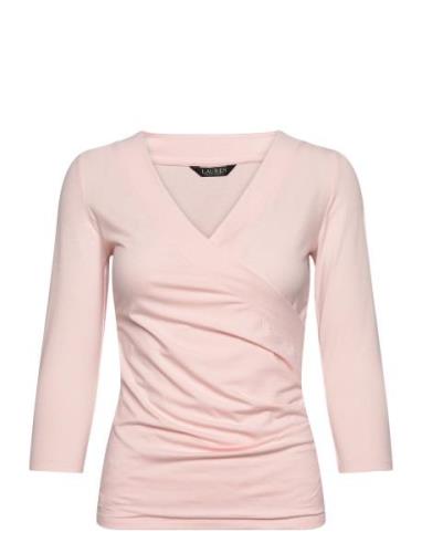 Lauren Ralph Lauren Surplice Jersey Top Rosa