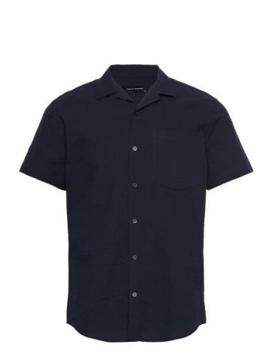 Bowling Julius Seersucker Shirts S/ Tops Shirts Short-sleeved Navy Cle...