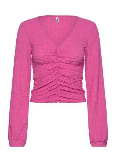 Onlmai L/S Ruching Top Cc Jrs Tops T-shirts & Tops Long-sleeved Pink O...