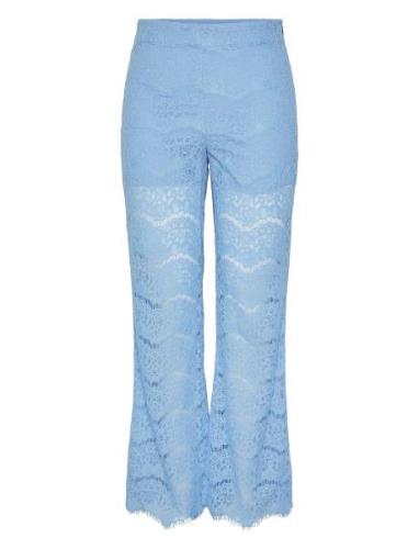 Yaslarisso Hw Lace Pants - Show Bottoms Trousers Flared Blue YAS