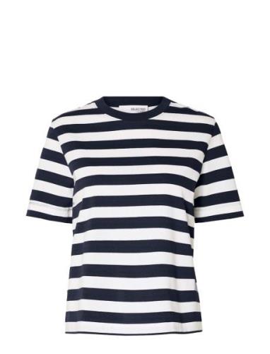 Slfessential Ss Striped Boxy Tee Noos Tops T-shirts & Tops Short-sleev...