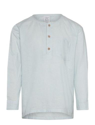 Shirt Ls Linen Blend Tops Shirts Long-sleeved Shirts Blue Lindex