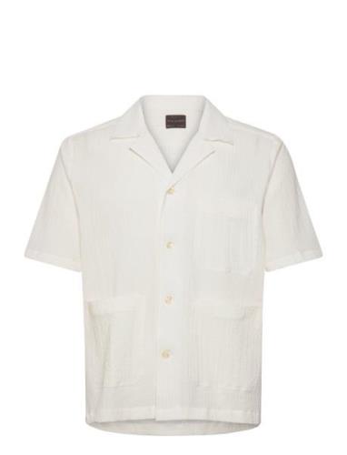Hanks Reg Seersucker Shirt Designers Shirts Short-sleeved White Oscar ...
